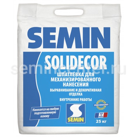 Декоративная шпатлёвка для машинного нанесения Semin SOLIDECOR, 25 кг Semin