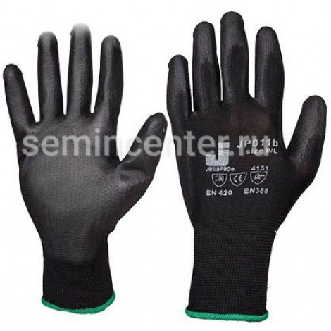 Защитные перчатки из полиэфирной пряжи с полиуретановым покрытием