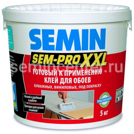 Обойный клей Semin SEM-PRO XXL, готовый для бумажных и флизелиновых обоев